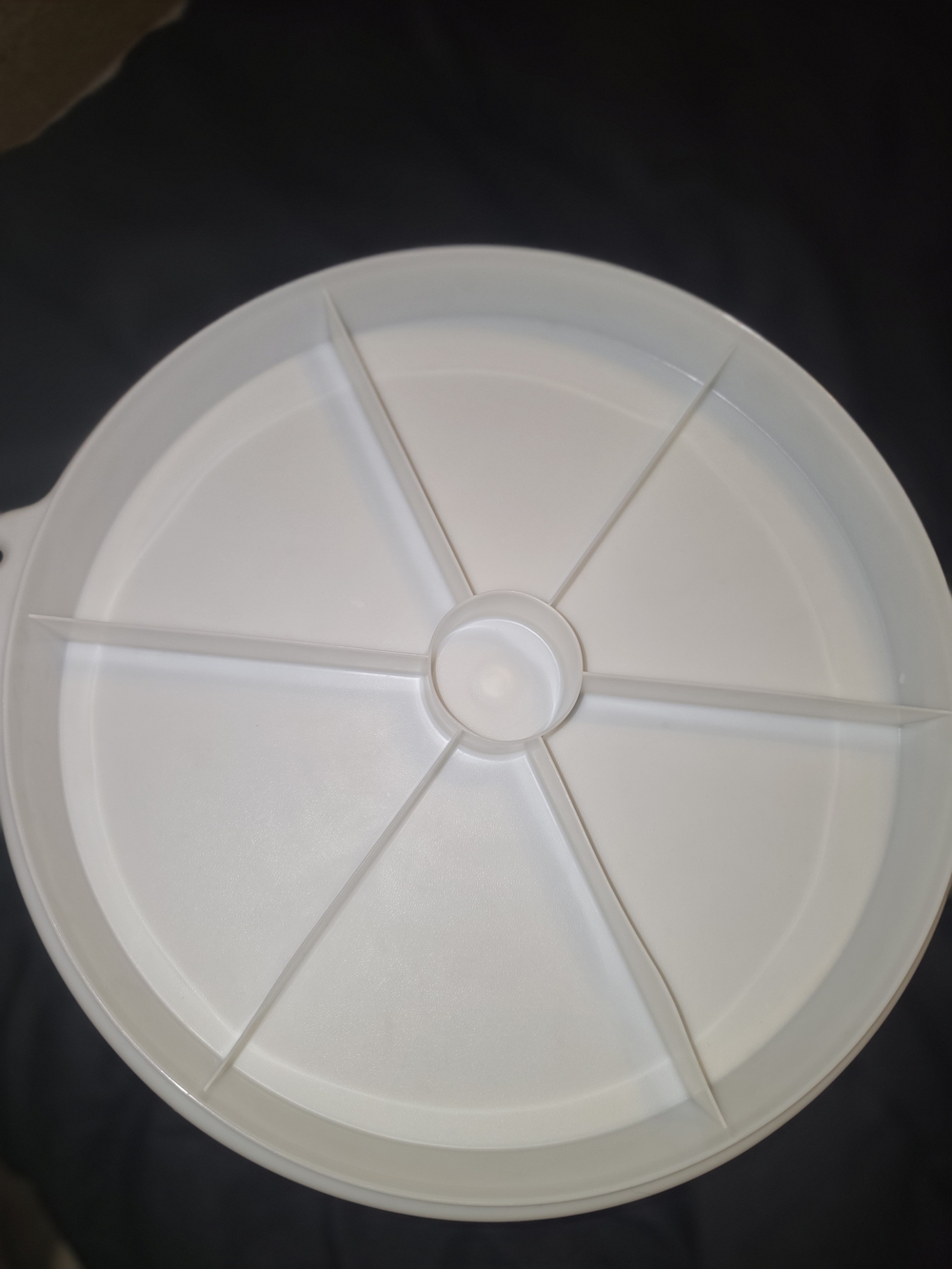 Round 6-Compartment White Plastic Serving Tray